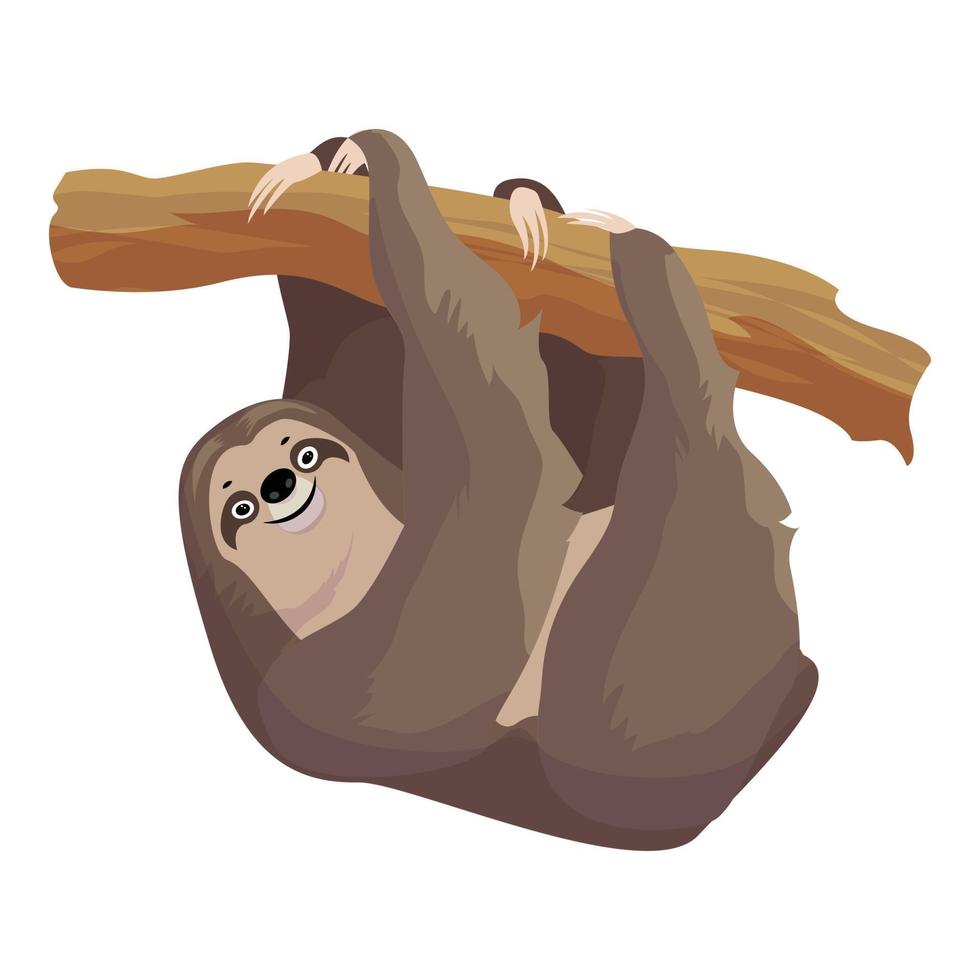 Sloth smiling icon, cartoon style vector
