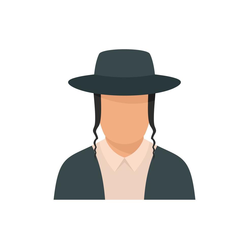 Jewish man face icon, flat style vector
