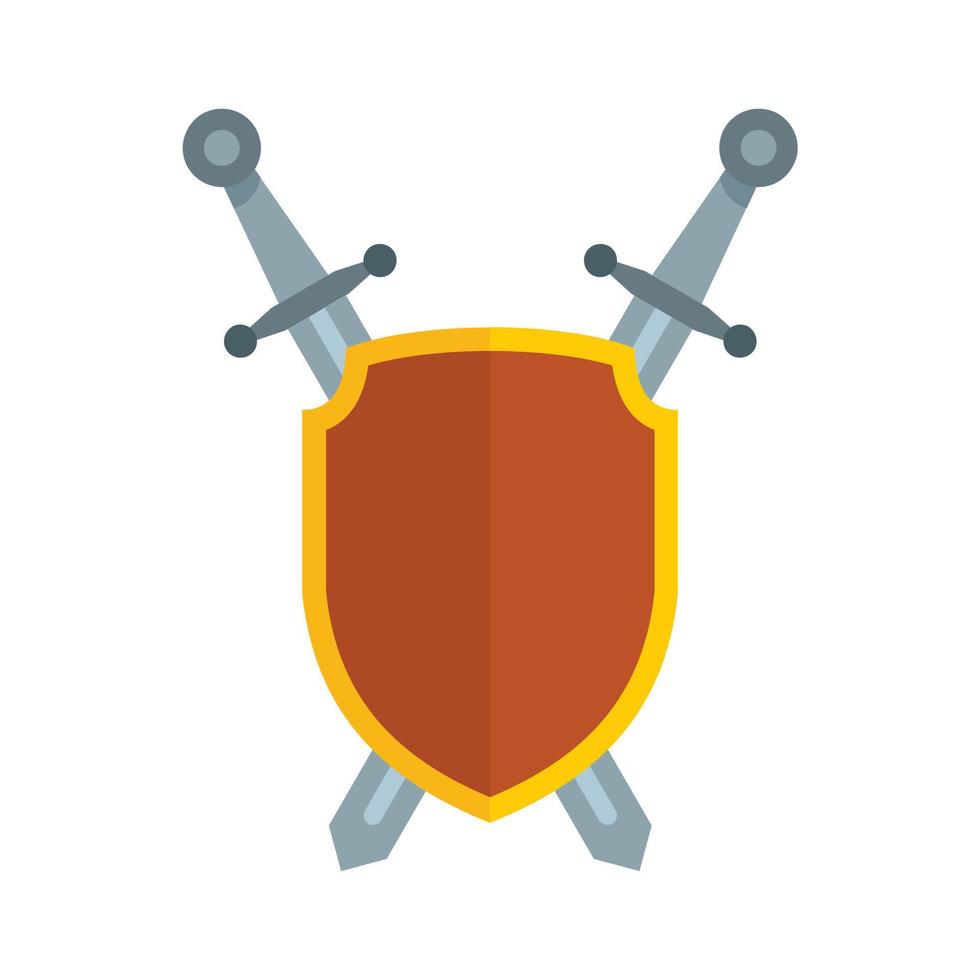 Shield and sword icon, flat style vector