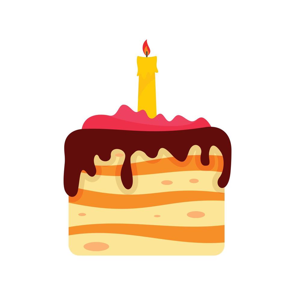 Birthday cake icon, flat style vector