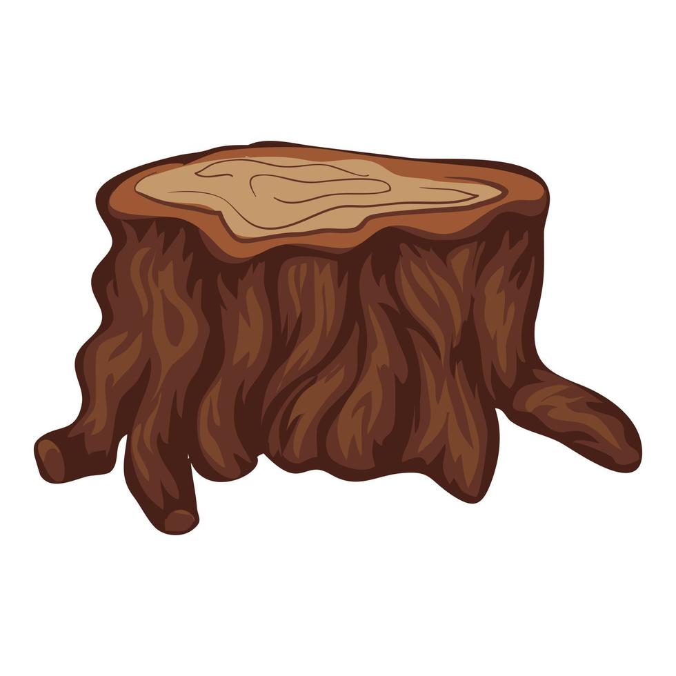 Brown tree stump icon, cartoon style vector