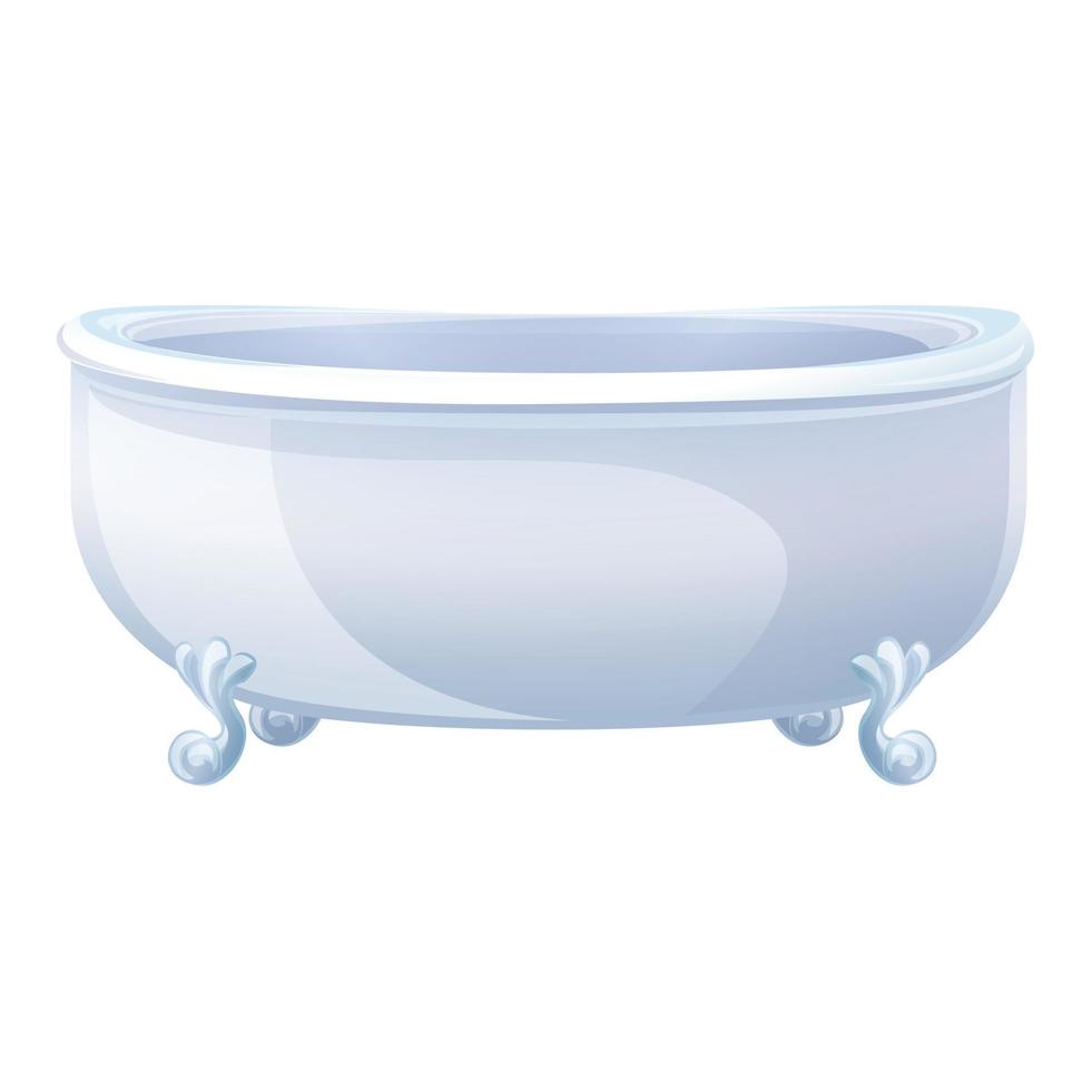 Ceramic bathtub icon, cartoon style vector