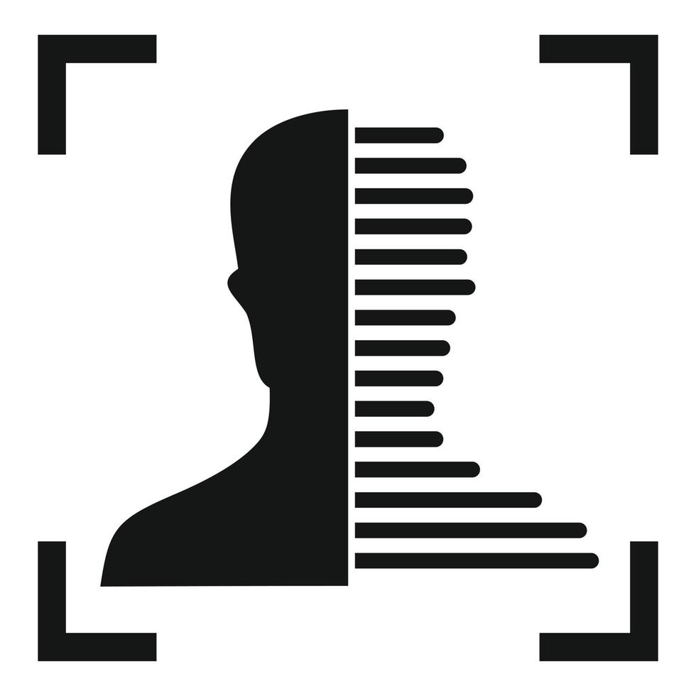 icono de escaneo de media cara, estilo simple vector