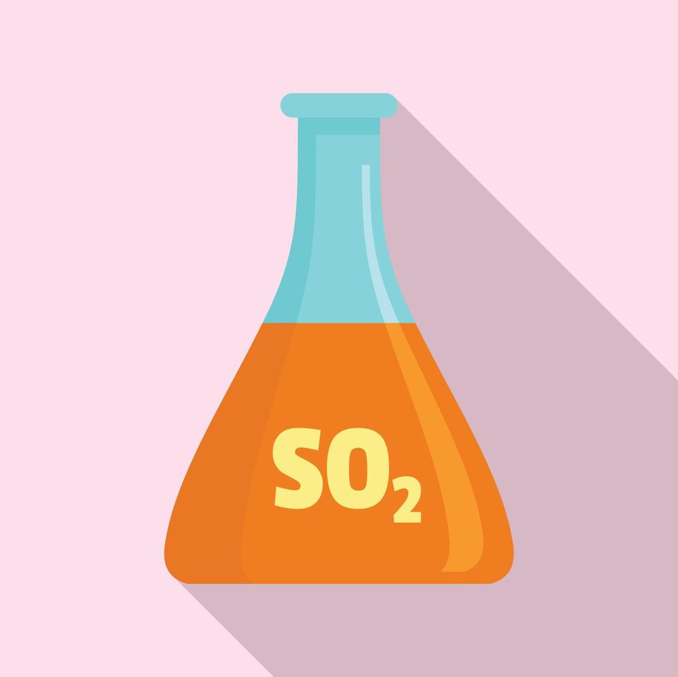 Sulfur dioxide flask icon, flat style vector