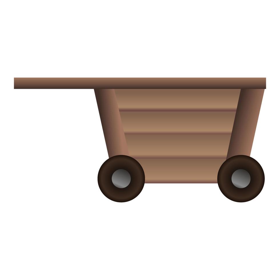 Wood wagon icon, cartoon style vector