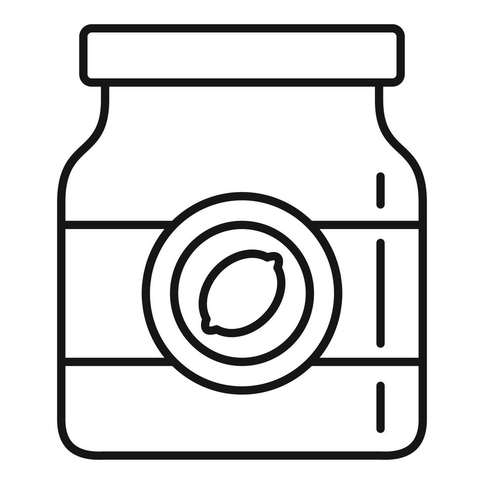 Lemon jam jar icon, outline style vector