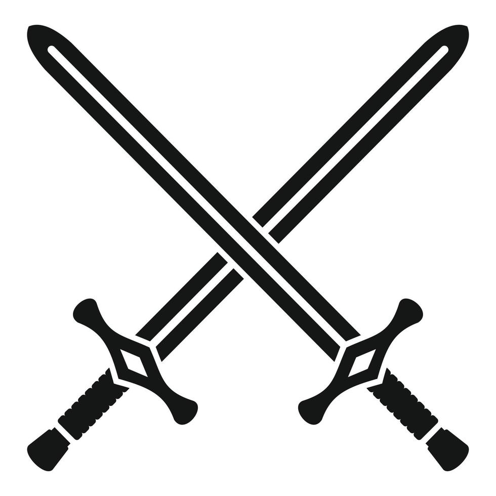 icono de espadas cruzadas, estilo simple vector