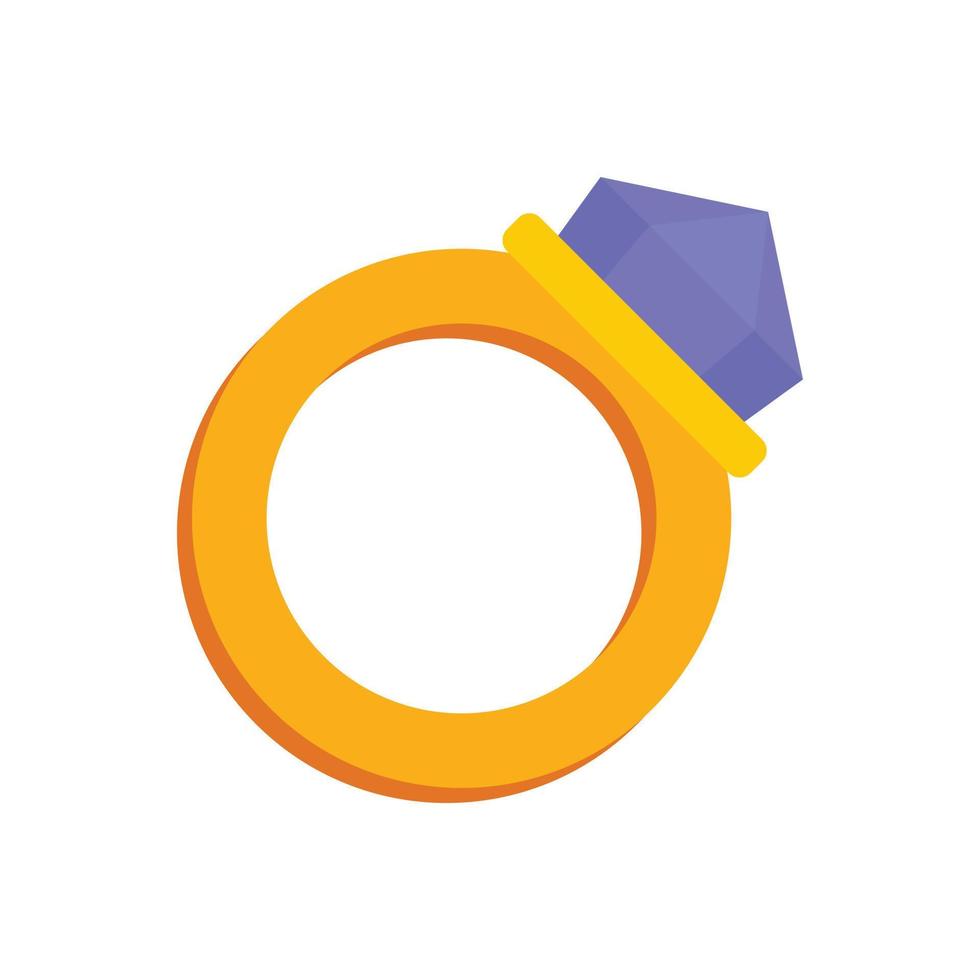Gold magic ring icon, flat style vector