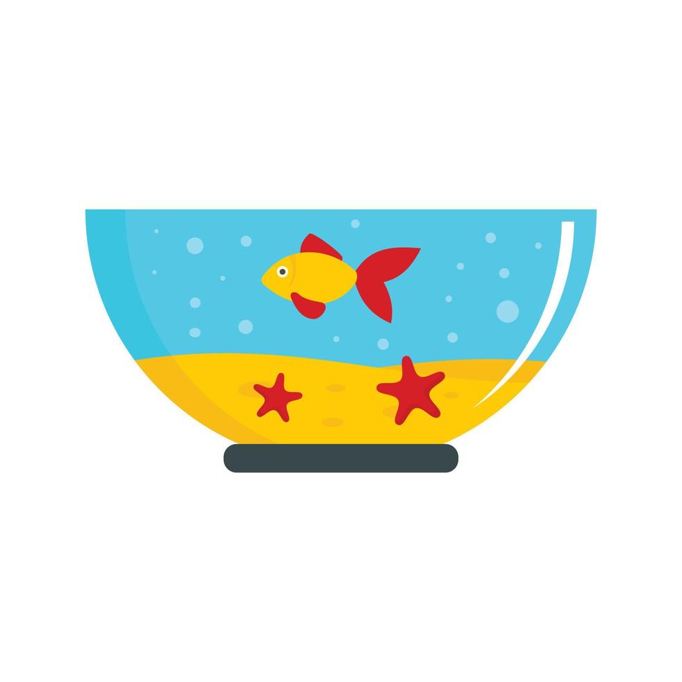 Goldfish in aquarium icon, flat style vector