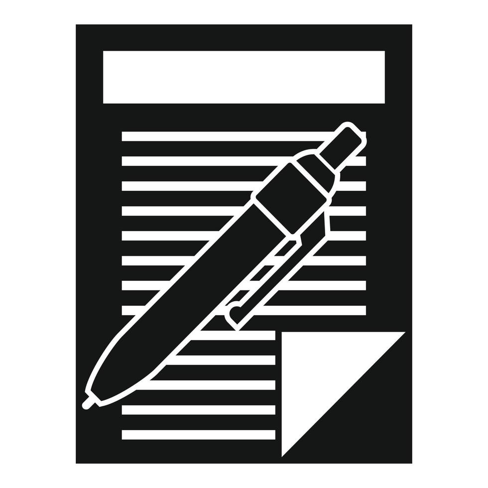 icono de documento de papel de pluma, estilo simple vector