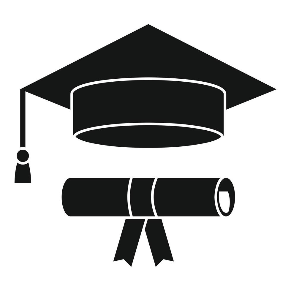 Graduated hat diploma icon, simple style vector