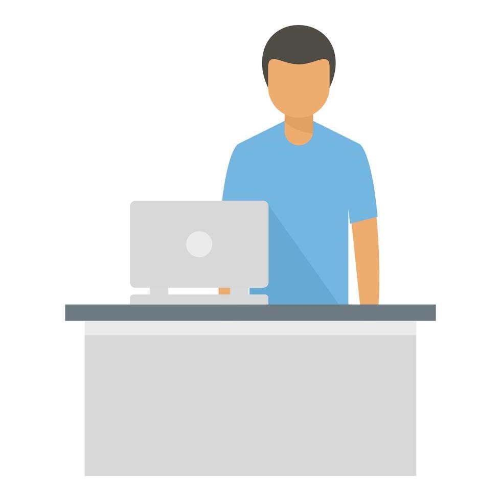 Laptop seller icon, flat style vector