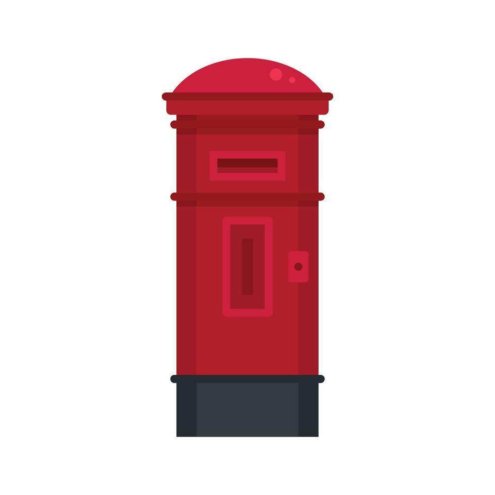 Red street post box icon, flat style vector