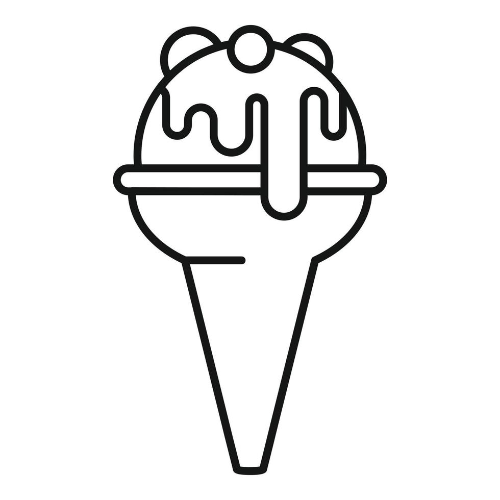 icono de helado de playa de cono, estilo de esquema vector