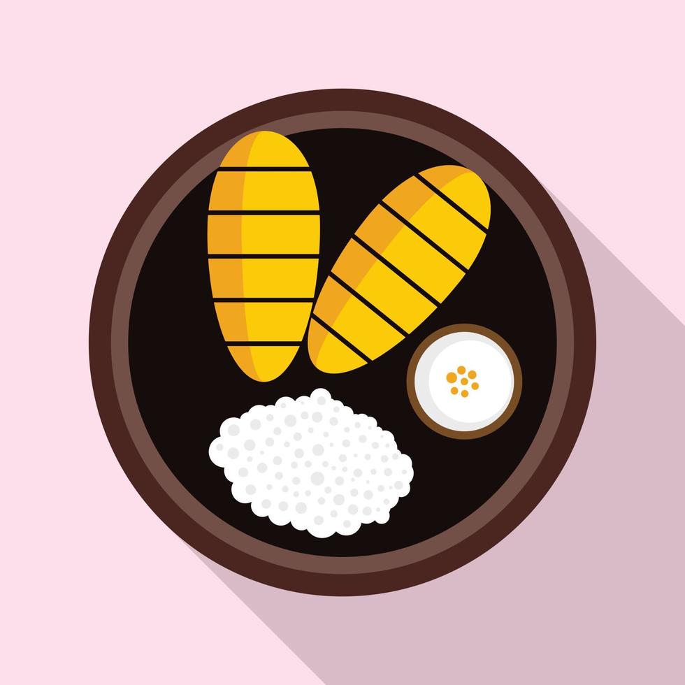 Thai food tasty rice icon, flat style vector