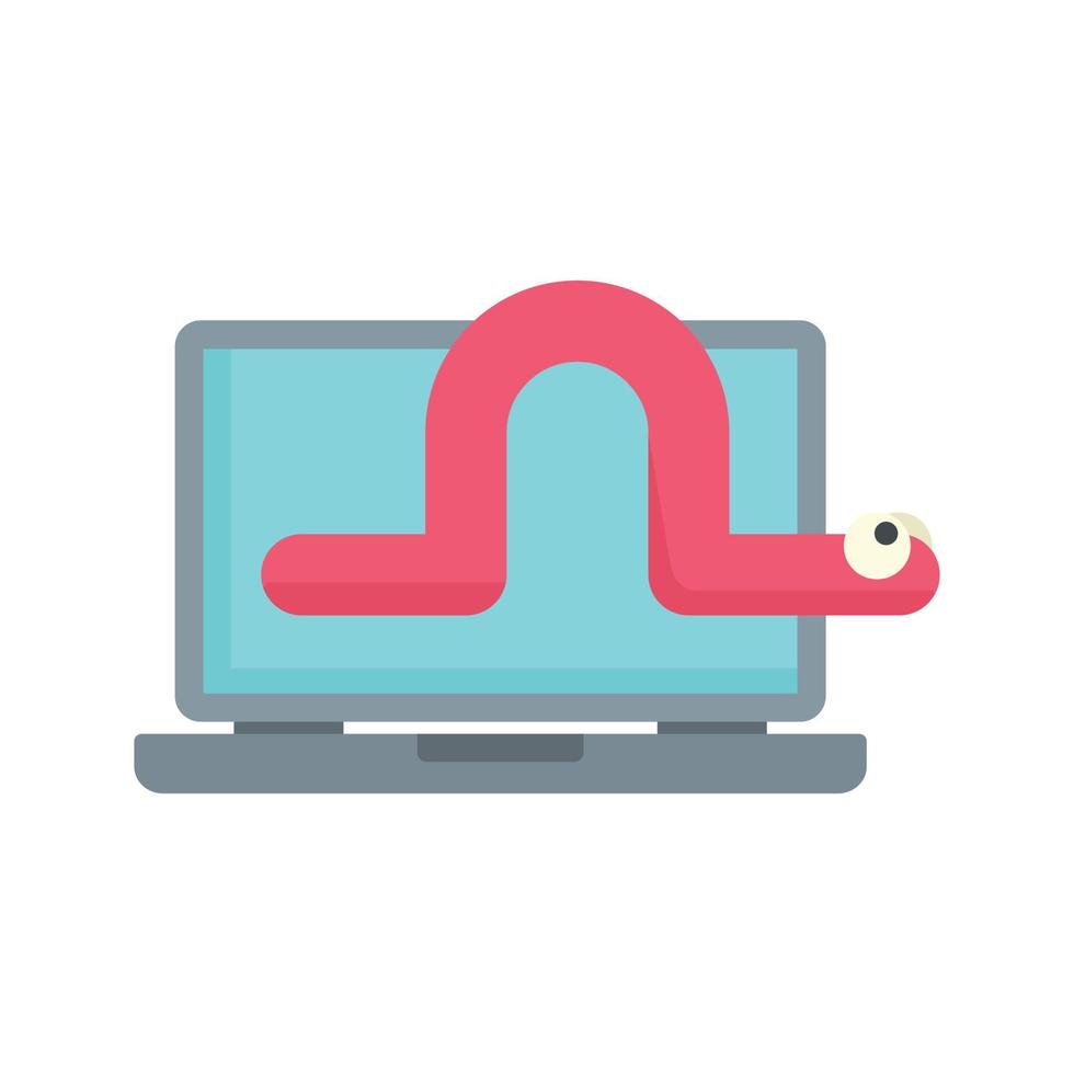 Worm laptop icon, flat style vector