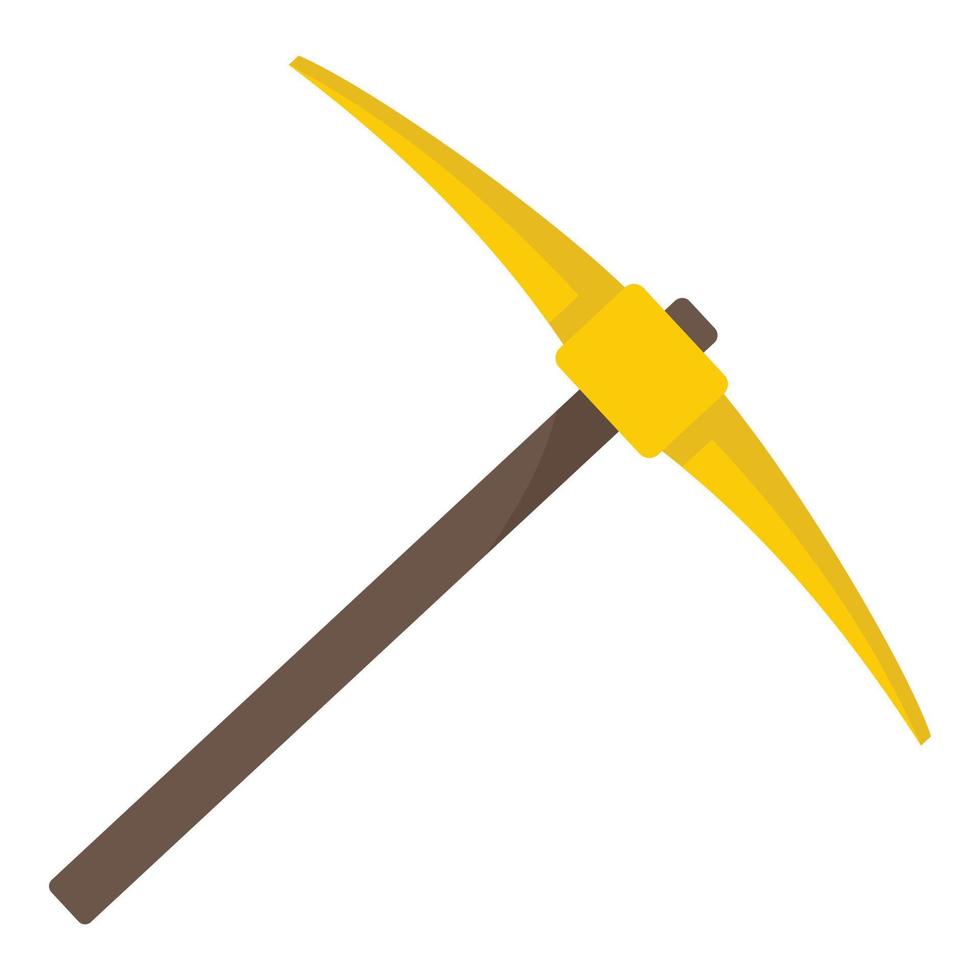 Gold pickaxe icon, flat style vector