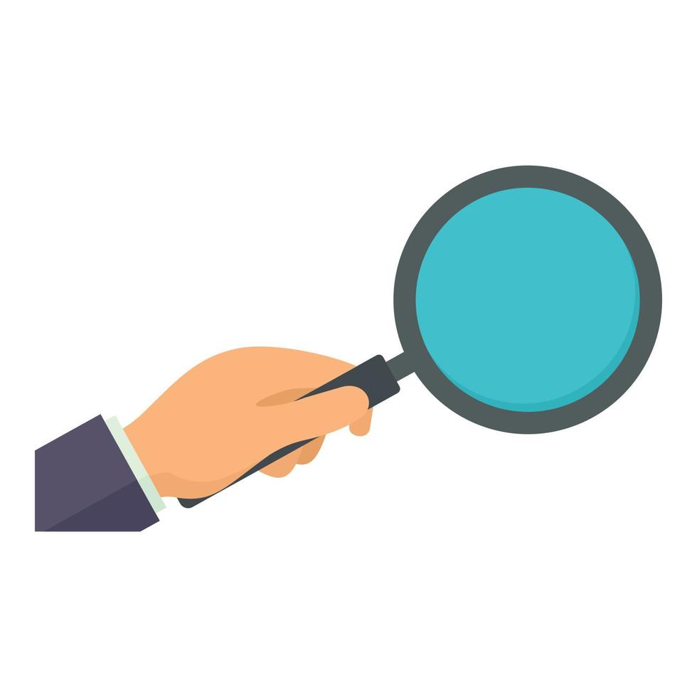 Magnify glass in hand icon, flat style vector