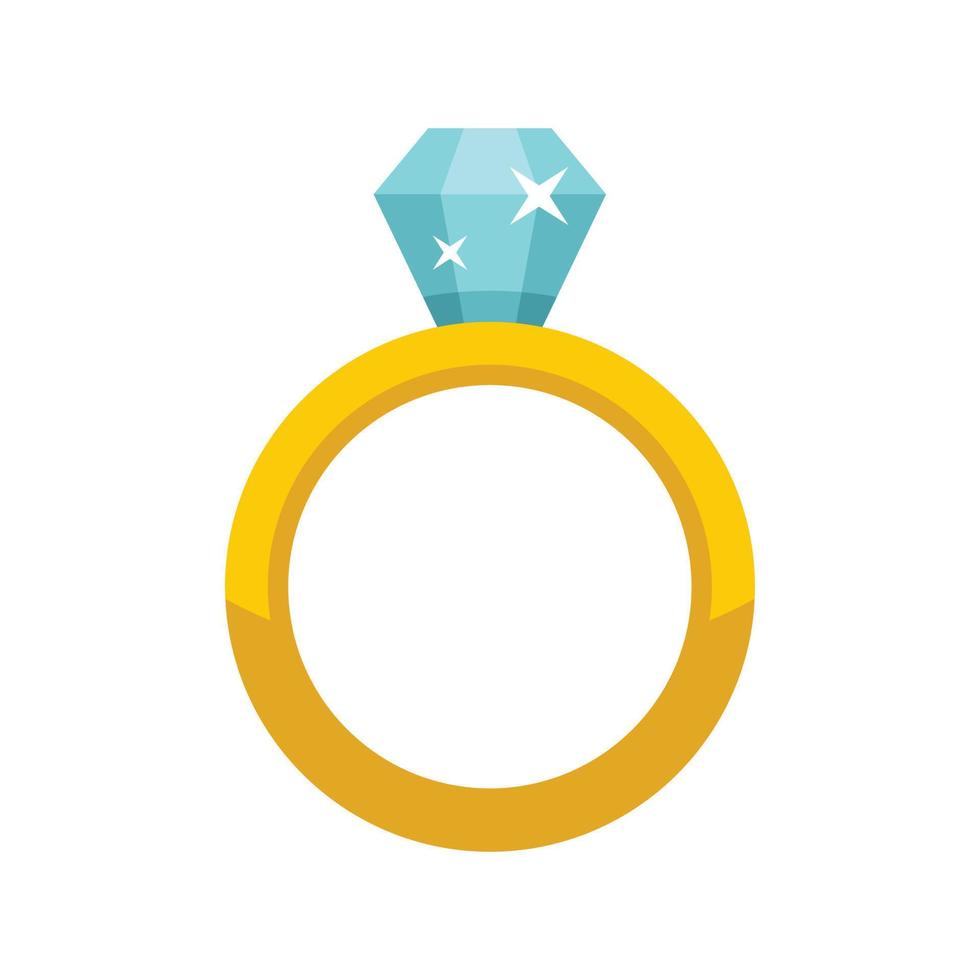 Luxury diamond ring icon, flat style vector