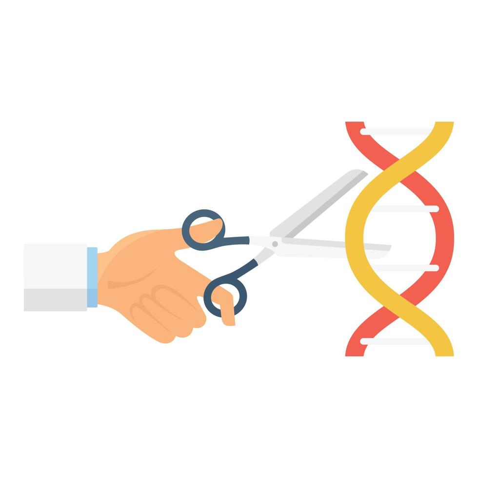 Scissors cut dna icon, flat style vector
