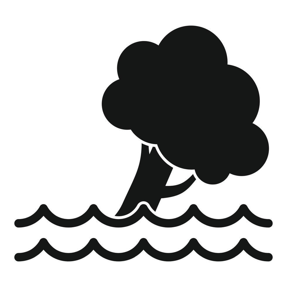 árbol bajo icono de inundación, estilo simple vector