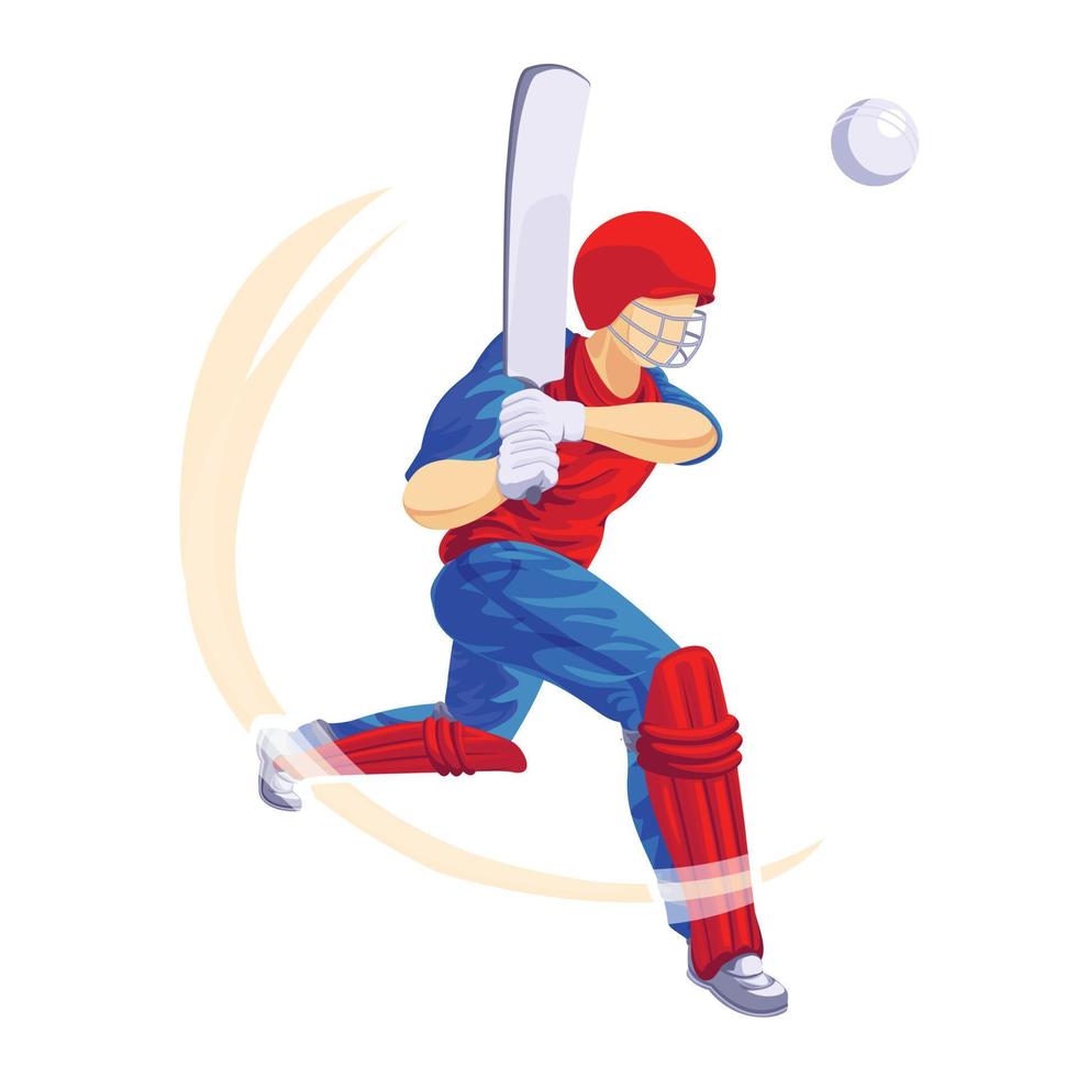 Cricket player game icon, cartoon style vector
