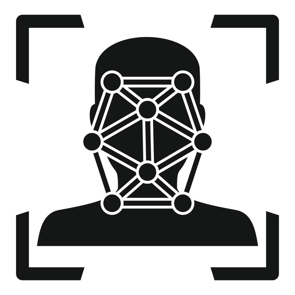 Dot scan face icon, simple style vector