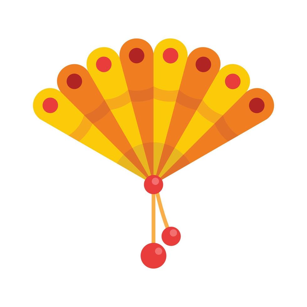 Yellow hand fan icon, flat style vector