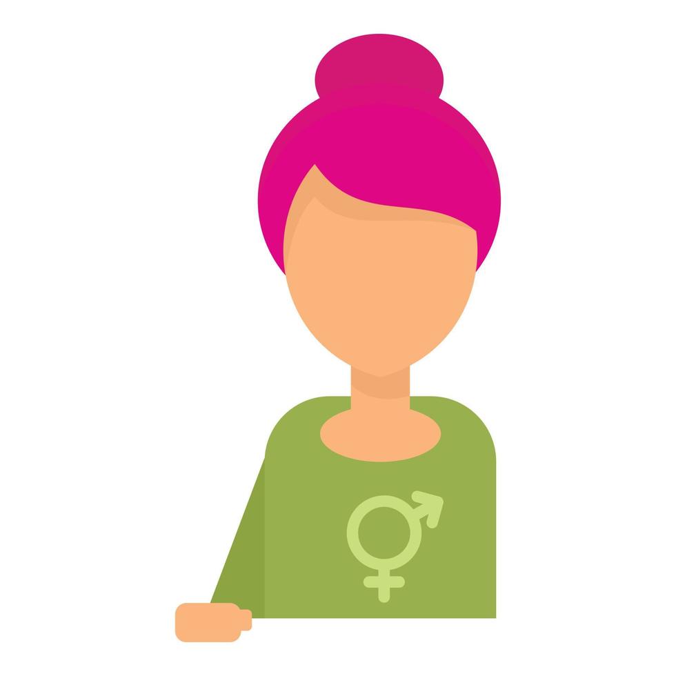 Pink hair bisexual girl icon, flat style vector