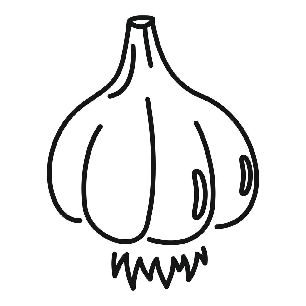 icono de ajo para cocinar, estilo de esquema vector