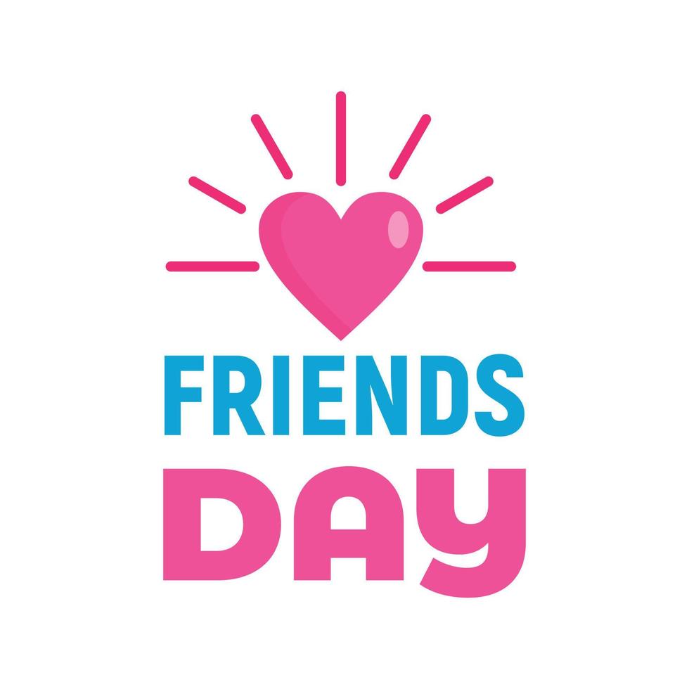 Sunny heart friends day logo, flat style vector