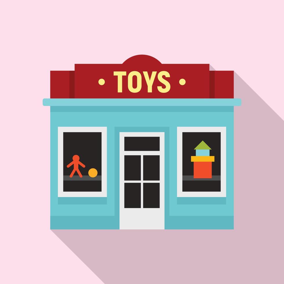 icono de la tienda de la calle de juguetes, estilo plano vector