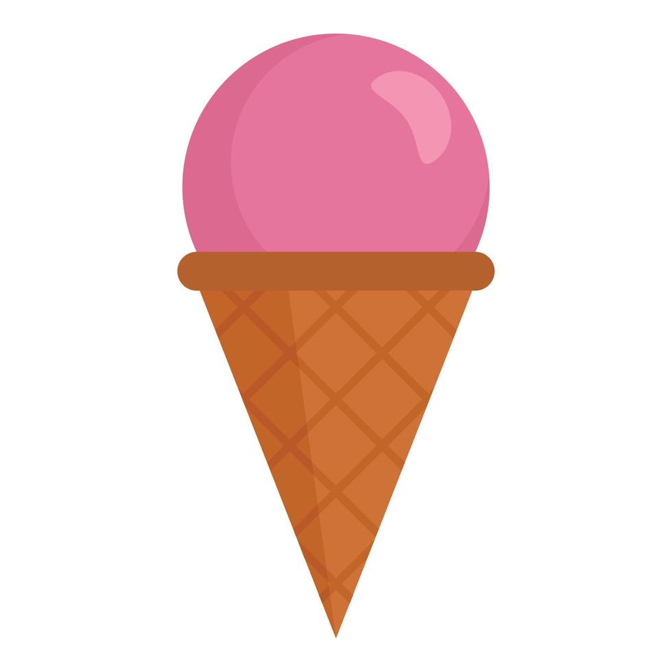 Pink ice cream icon, flat style vector