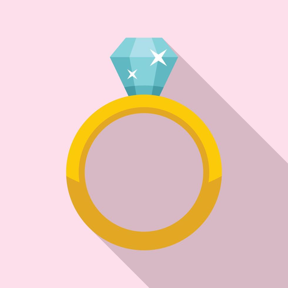 Luxury diamond ring icon, flat style vector