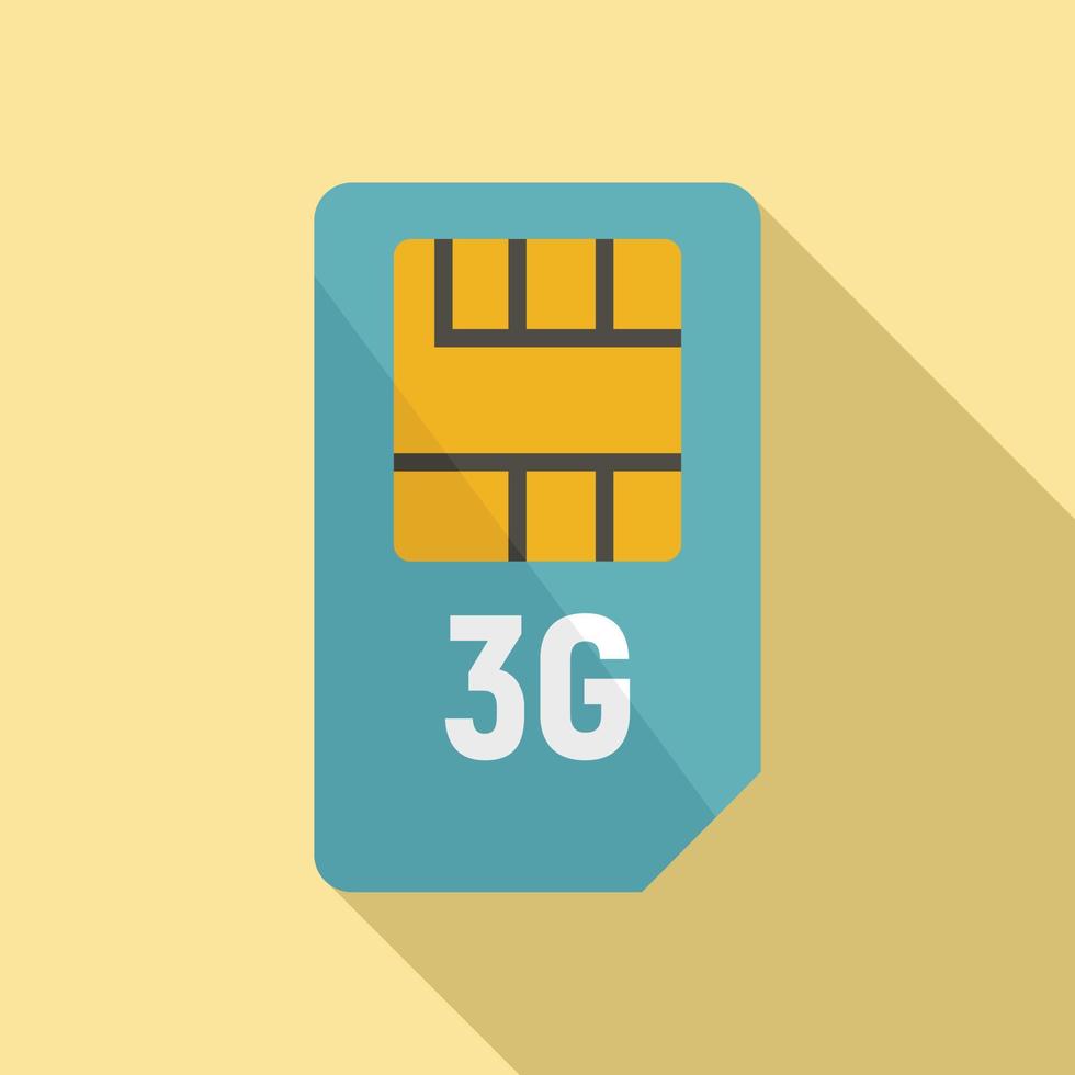 Icono de tarjeta sim 3g, estilo plano vector