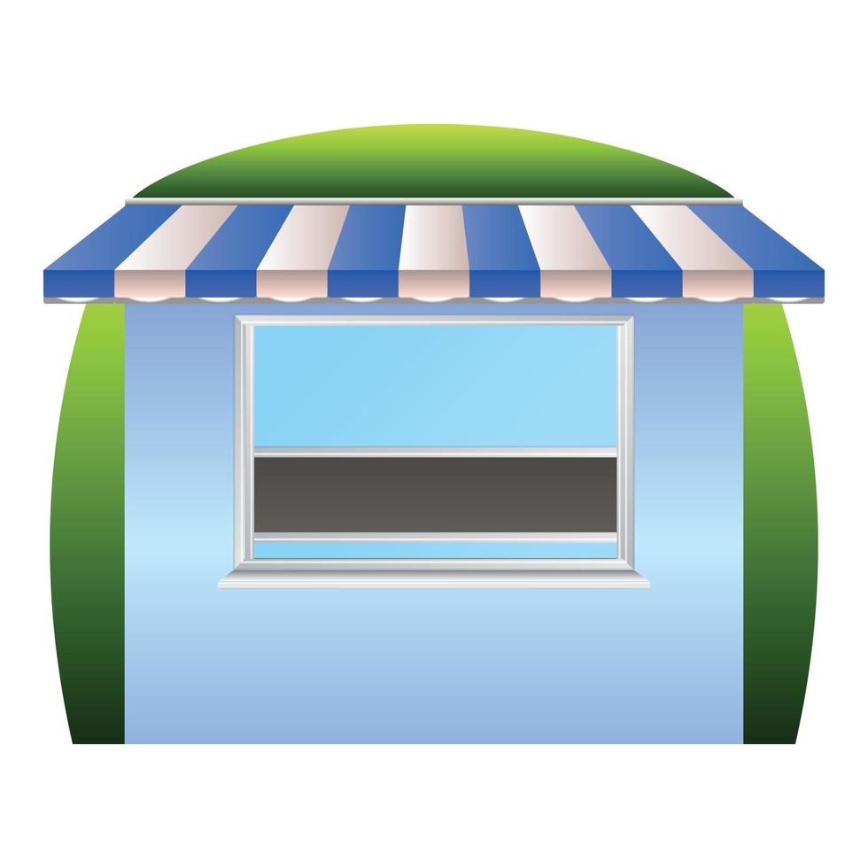 Shop kiosk icon, cartoon style vector