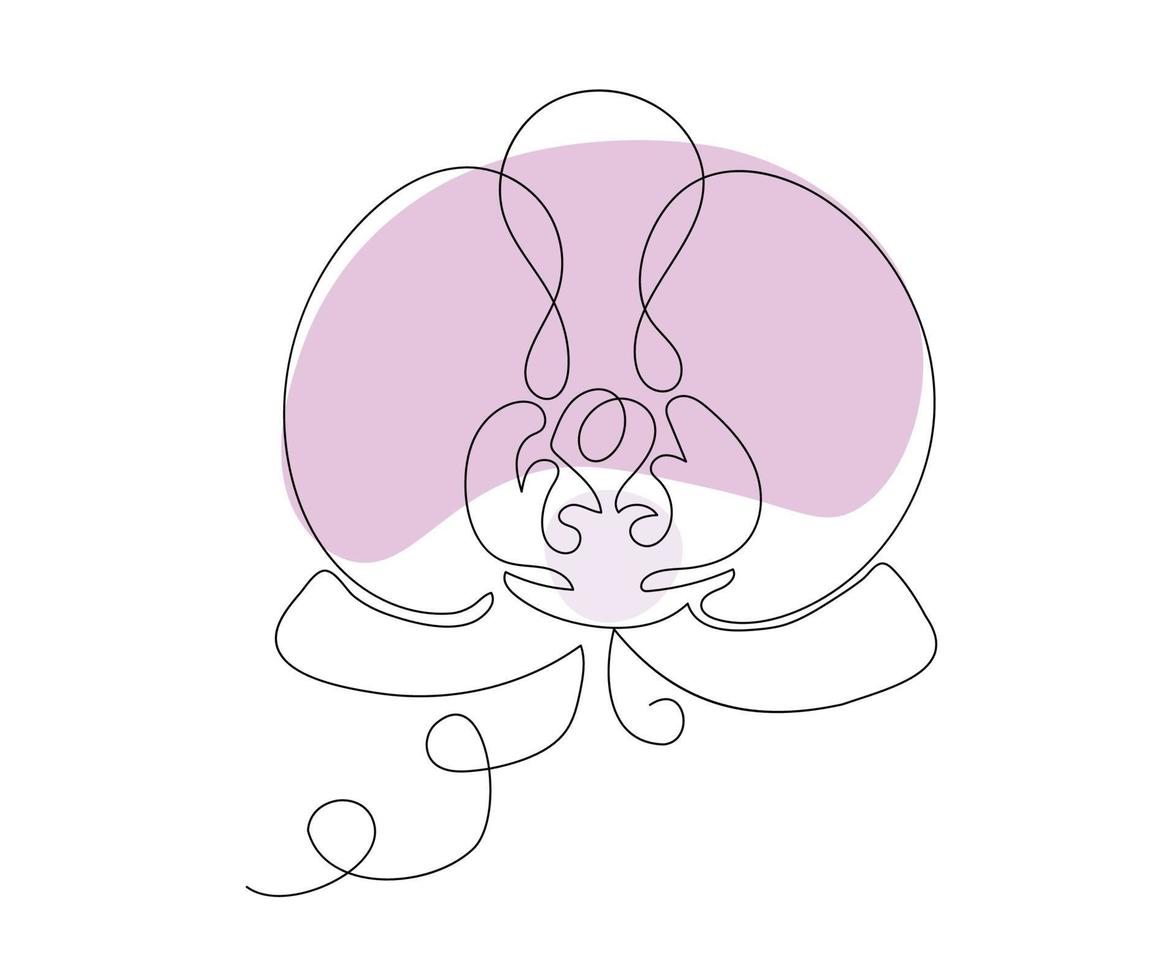 the orchid flower is hand-drawn in a minimalist style, in the technique of one line, mono line. Cosmetics symbol, beauty salon logo vector