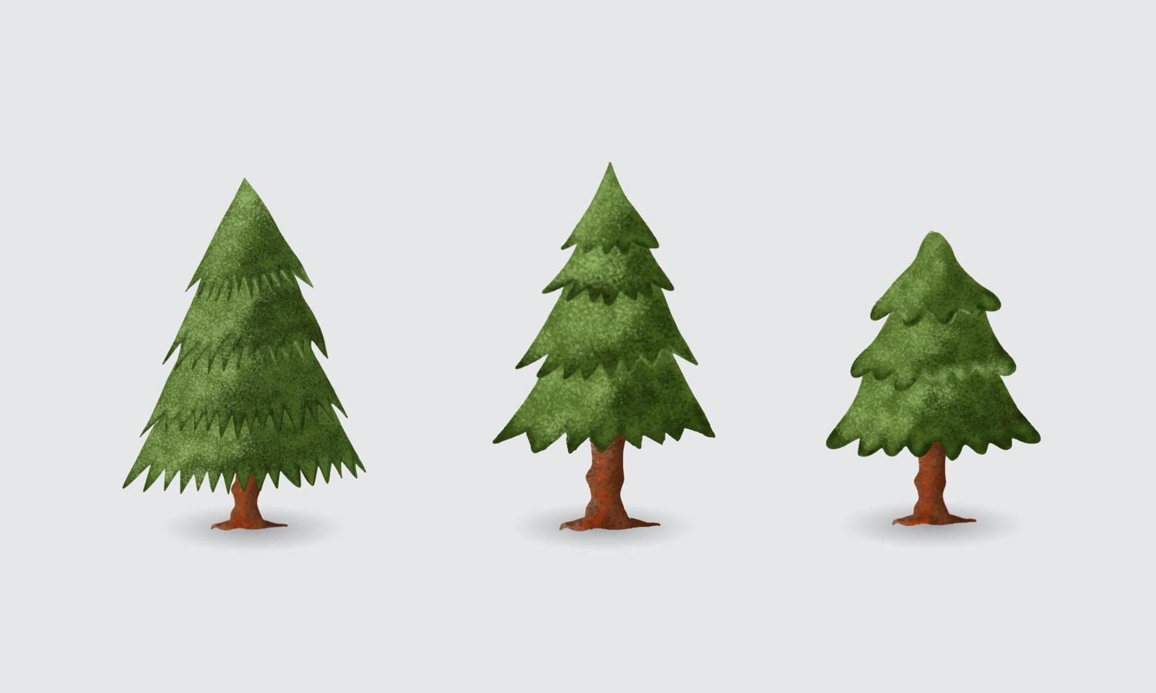 set of different tree design for winter season vector