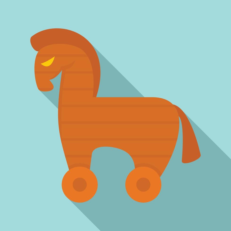 icono de caballo de Troya de computadora, estilo plano vector
