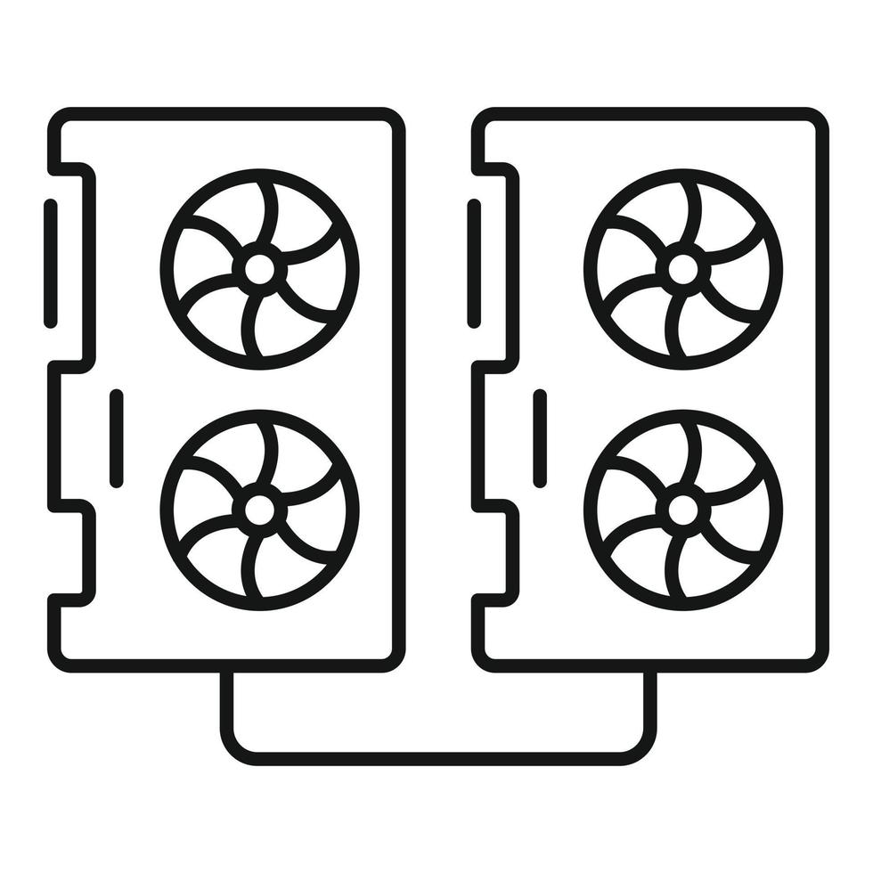 Double graphic card icon, outline style vector