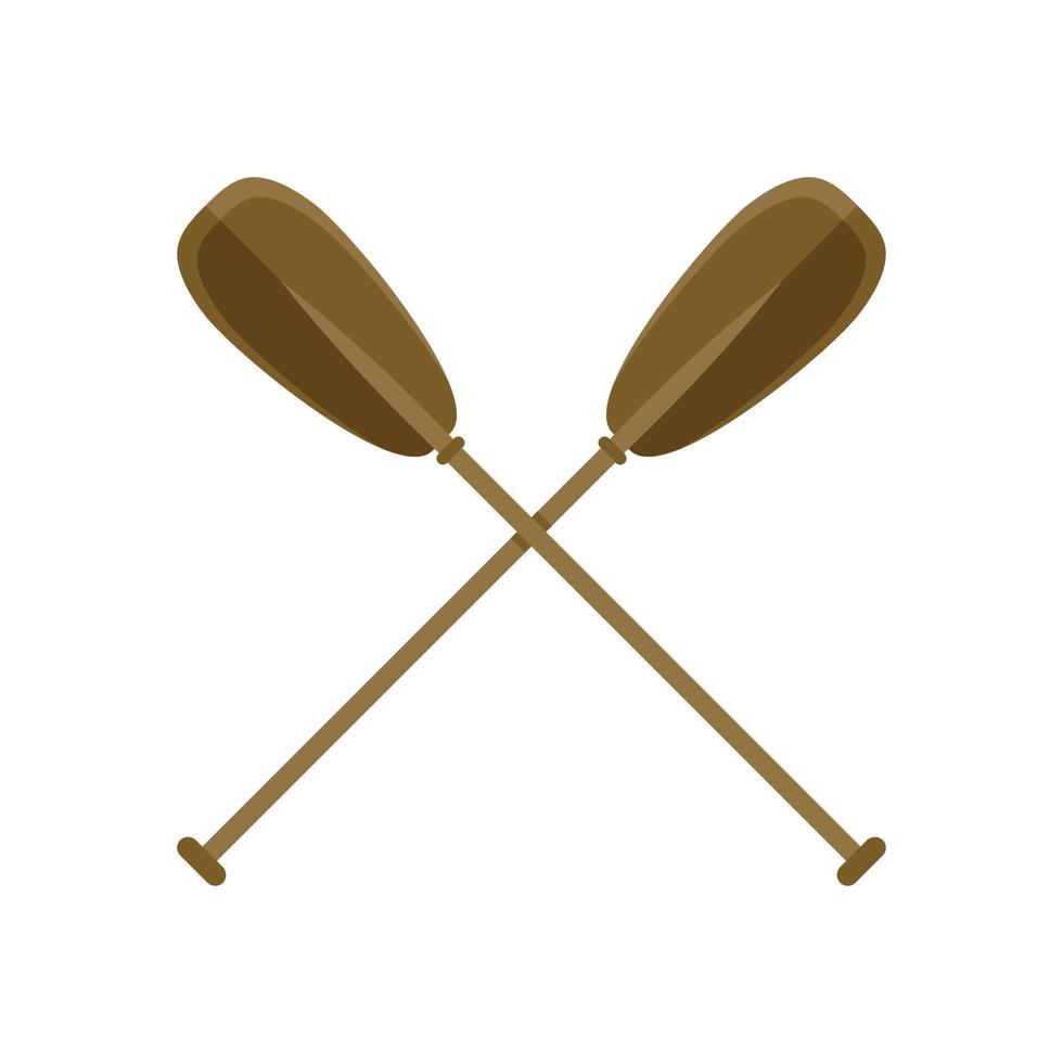 Crossed wood paddle icon, flat style vector