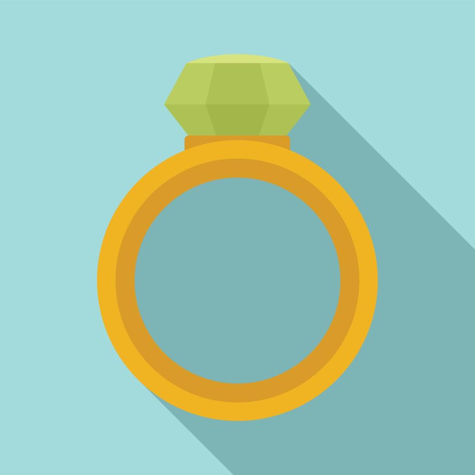 icono de anillo de piedras preciosas de cristal, estilo plano vector