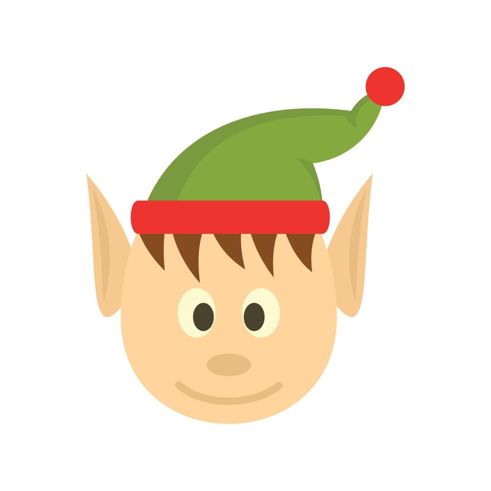 Head elfin icon, flat style vector