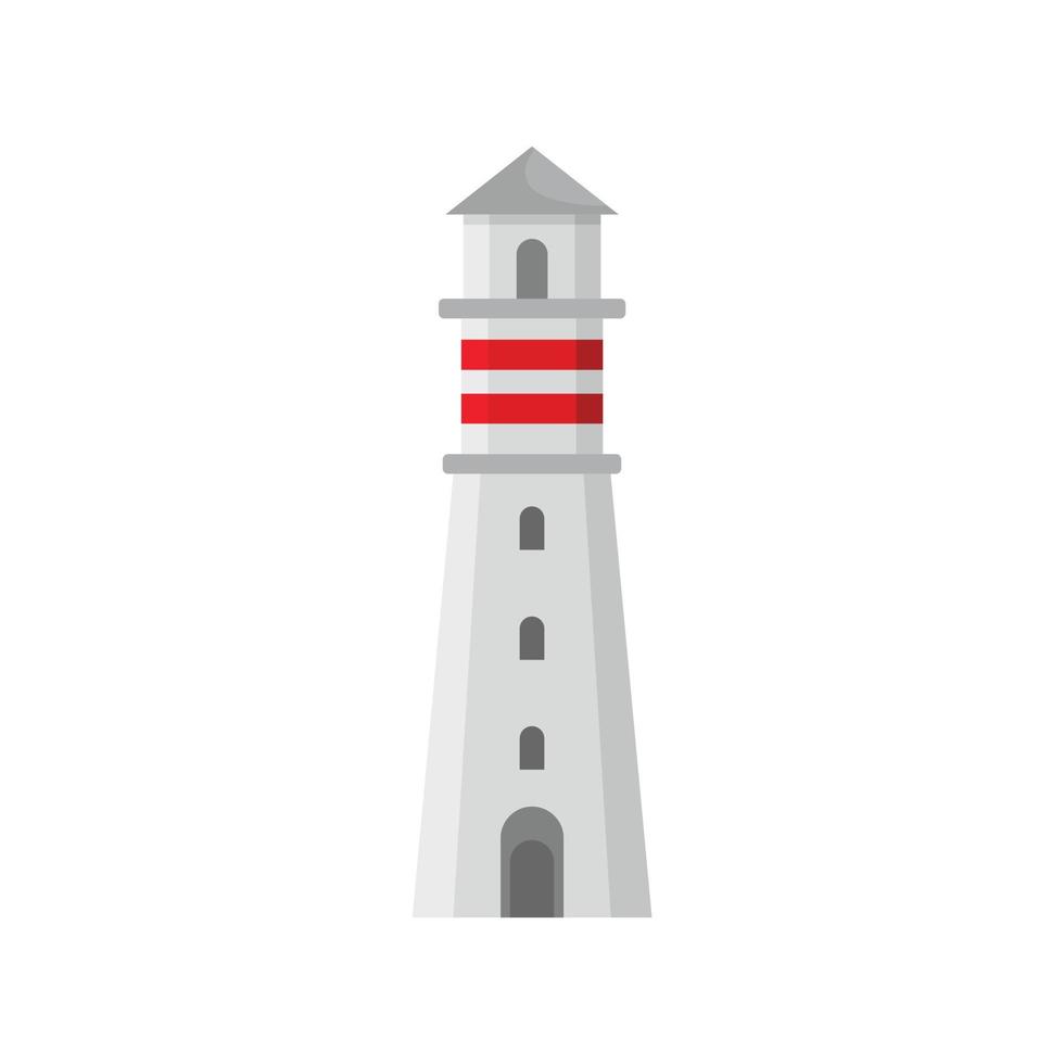 Sea lighthouse icon, flat style vector