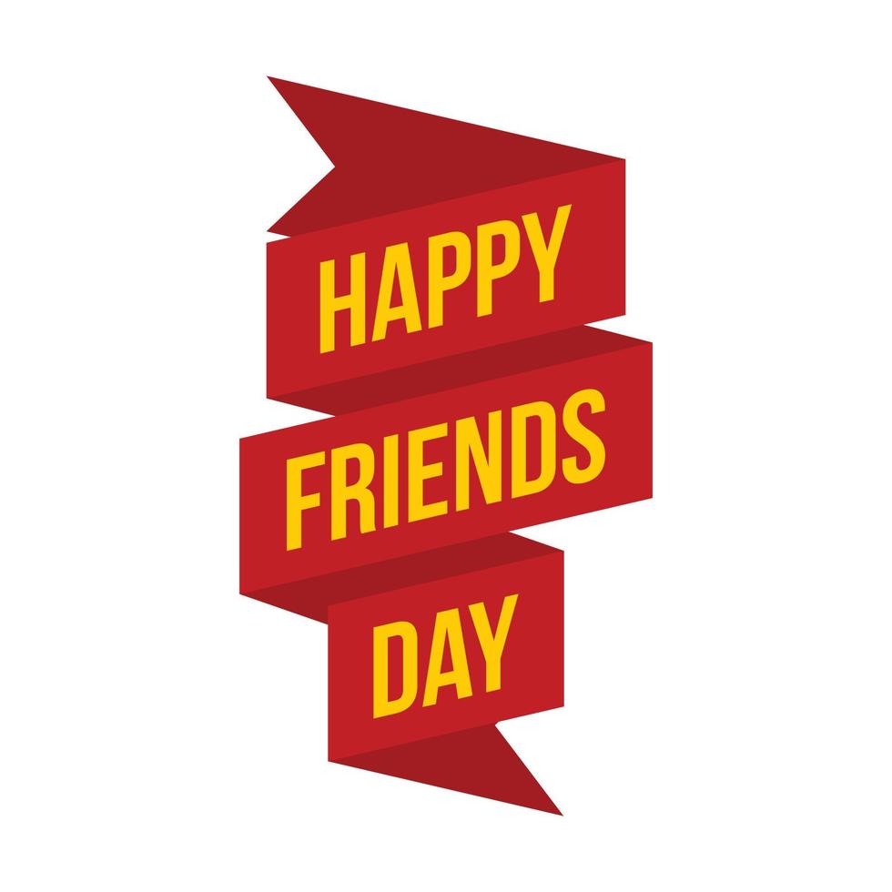 Happy friends day ribbon logo, flat style vector