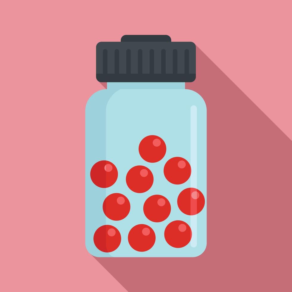 Pill ball jar icon, flat style vector