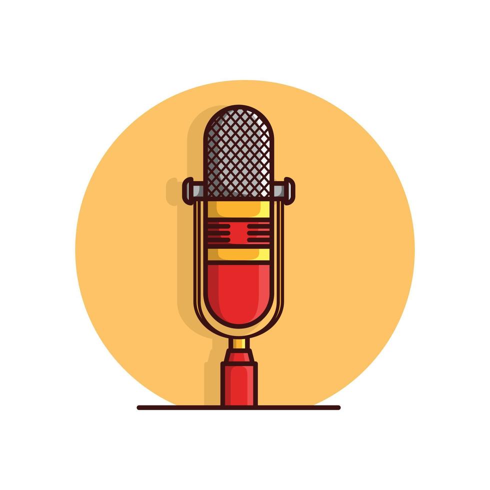 Microphone Vector Illustration. Voice Speak Up and Recording. Podcast microphone icon isolated cartoon illustration