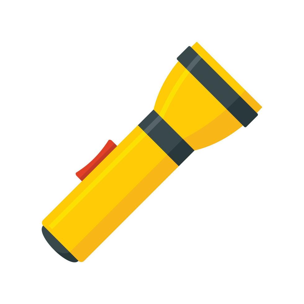 Yellow flashlight icon, flat style vector