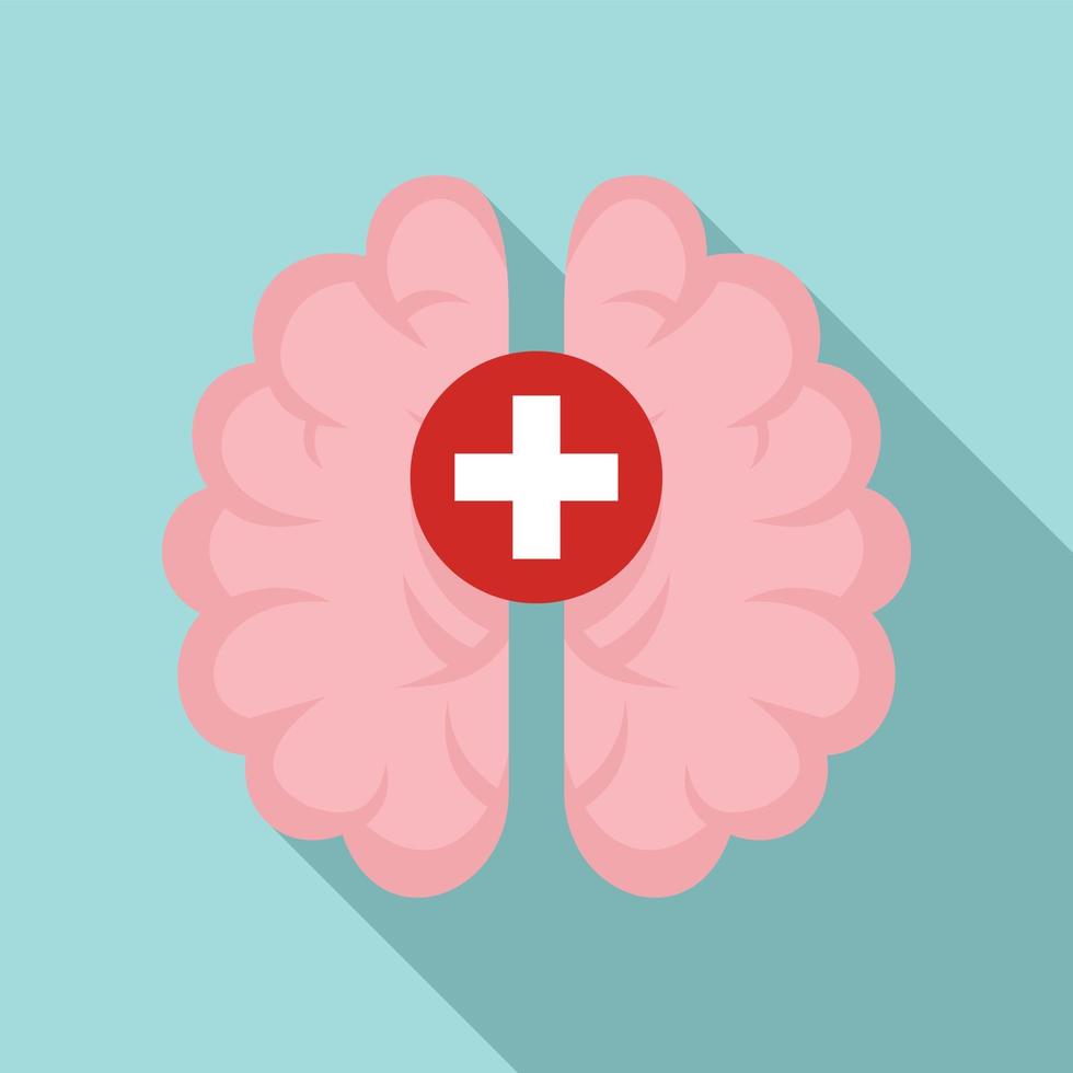 Brain medical care icon, flat style vector