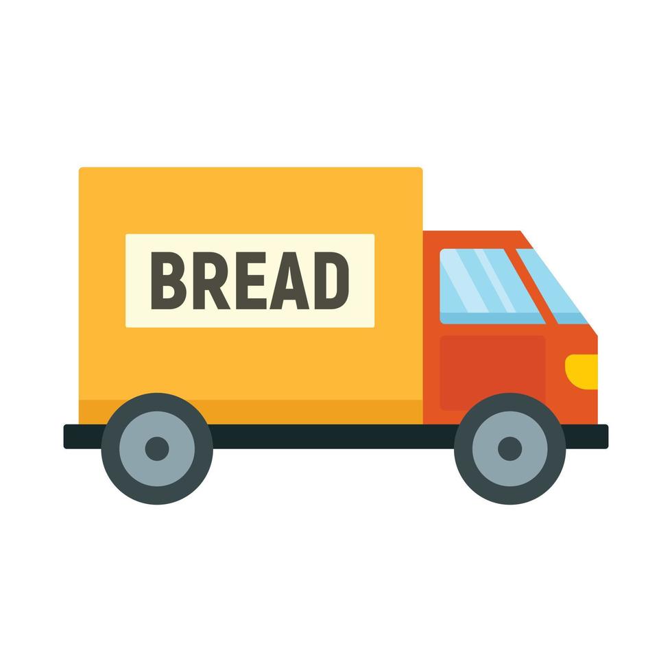 Bread truck delivery icon, flat style vector